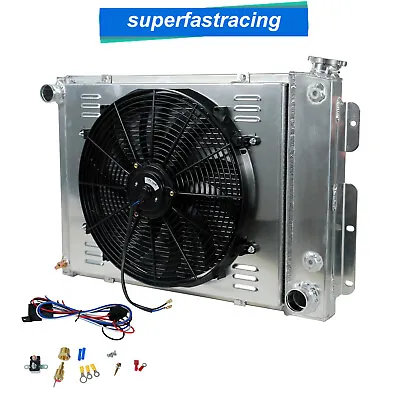 Aluminum Radiator 3 Row Shroud Fan For 1967-1969 Chevy Pontiac / Camaro Firebird • $194.88