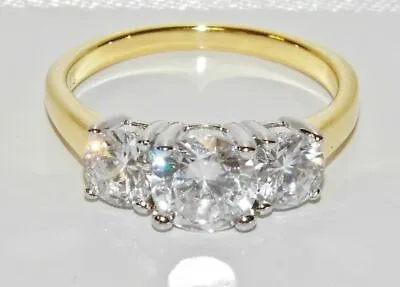 £25 • Buy 9CT GOLD & SILVER 2.00 CARAT 3 STONE ENGAGEMENT RING - SIZE J To V