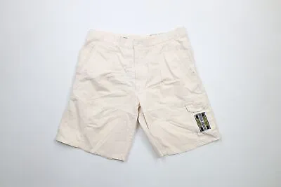 Vintage 90s Streetwear Mens Size 34 Summer Beach Shorts Cream Cotton • $34.95
