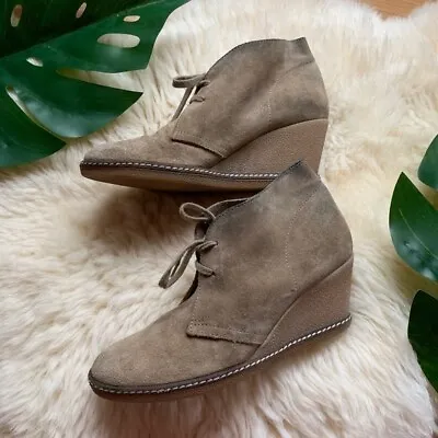 J. Crew  Macalister Desert Beige Suede Leather Crepe Wedge Bootie Boots  • $39.98