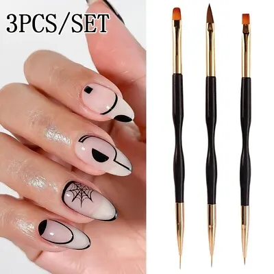 3PCS Builder Gel Liner Brush Nail Art UV Extension Tool Painting Brushes Set UK • £3.35