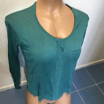 Martin + Osa Women's Green Knit Long Sleeve Double Snap Front Top - Women's XS • $6