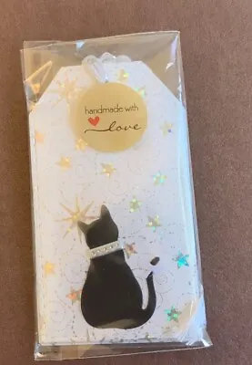 Set Of 4 Handmade Christmas Gift Tags Black Silver Cats • £3.25
