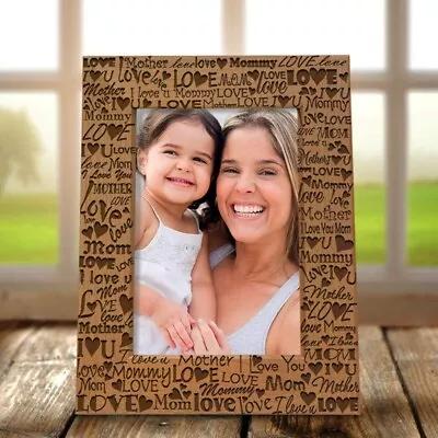 Engraved Wood Picture Frame I Love You Mom (5  X 7  Photo) Mother's Day Gift • $30.56