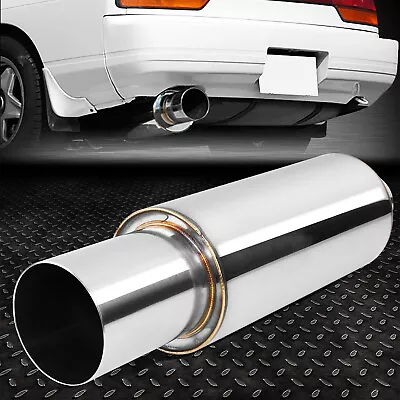 2 OD Inlet Stainless Steel Straight-Through Exhaust Muffler 3  OD Round Tip • $31.88