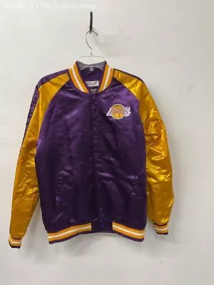 MITCHELL & NESS Men's Purple/Gold Satin Bomber Jacket- SZ L • $35