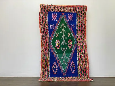 Moroccan Handmade Vintage Rug Berber Authentic Multicolor Boho Rug 3'9 X7'2 Ft • $240