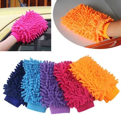 £3.53 • Buy Super Microfiber Car Wash Washing Cleaning Glove Dual Sided Chenille Gloves Tool