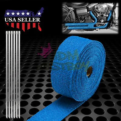 Blue Exhaust Pipe Insulation Thermal Heat Wrap 2 X50' Motorcycle Header • $18.46