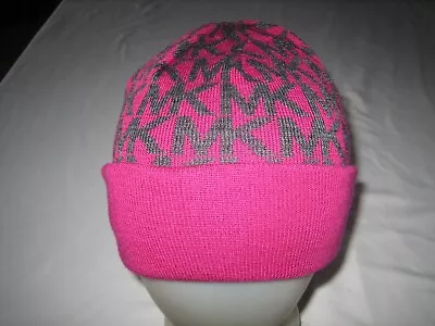 Womens Michael Kors Beanie Hat Signature Logo  One Size Fuscia  NWT • $19.99