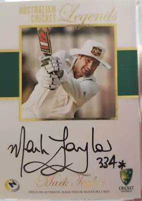 $195 • Buy Australian Cricket Legends SIGNED MARK TAYLOR Card No. 19/50, ACL5: Authentic