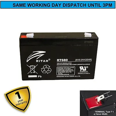 £15.25 • Buy RITAR SEALED 6V 8ah (7Ah) Battery - Also Direct Replacement For 3-FM-7