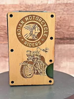 INDIAN MOTORCYCLE Laser Engraved MENS Wallet Aluminum And Wood With Your Name • $29.99