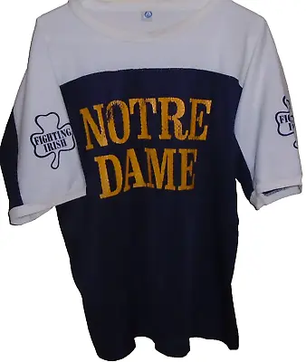 Vintage 1980s Notre Dame Irish Mesh Jersey T Shirt Large • $32