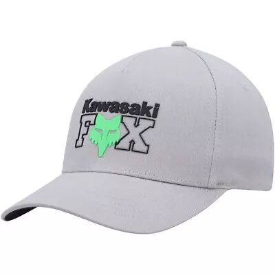 Fox Racing Men's X Kawasaki Steel Grey Flexfit Hat Clothing Apparel Moto Moto • £37.54