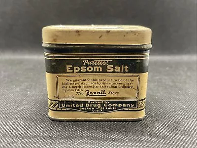 Rexall Drug Puretest Epsom Salt One Pound Canister Tin Vintage 1950's  50's Can • $10.99