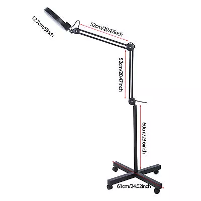 Adjustable MAGNIFYING LAMP Rolling BEAUTY Standing Mag Light SALON FACIAL Wheels • $55.29