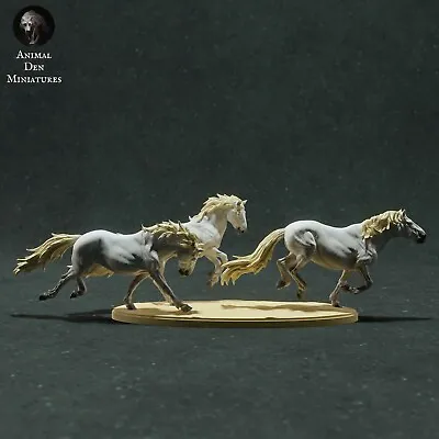 £160 • Buy Breyer Resin Model Horse Running Camargue Horses Set Of 3 Classic - White Resin