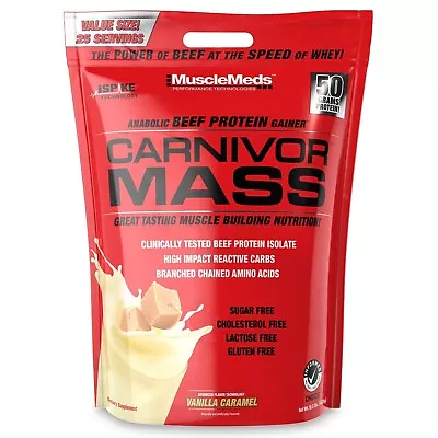 MuscleMeds Carnivor Mass Anabolic Beef Protein Gainer Vanilla Caramel 10 Po... • $123.95