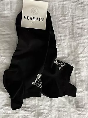 New Men's Versace Black  Low Socks Large Cotton Blend Italy NWT • $44.95
