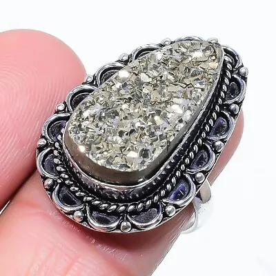 Magnetite Pyrite Gemstone Handmade 925 Sterling Silver Jewelry Ring Size 8 (USA) • $10.99