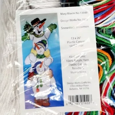 New 13 X 26  Mary Maxim Needlepoint Snowstack Snowmen Plastic Canvas Decor 13949 • $19.99