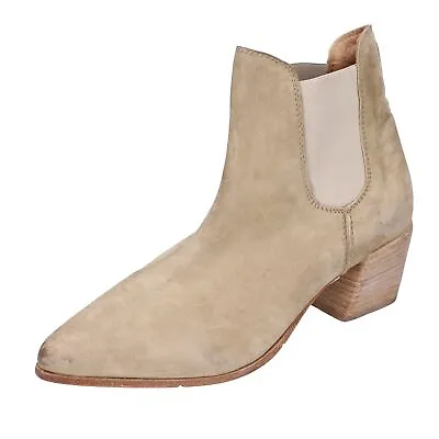 Women's Shoes MOMA 7 (EU 37) Ankle Boots Beige Suede DT880-37 • $82.90