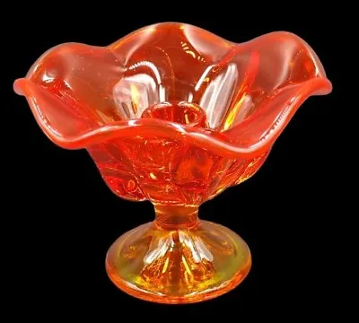 Vintage Viking Glass  Ruby Amberina  Candlestick Holder • $17.09