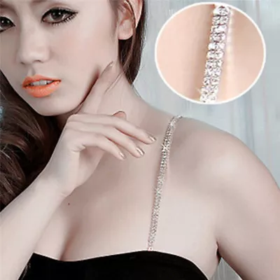 £5.80 • Buy Adjustable 2pcs Double Rows Crystal Diamante Rhinestone Bra Shoulder Strap