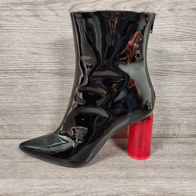 £45 • Buy Jeffery Campbell Lustrous Black Patent Leather Ankle Boots Block Heel UK Size 6