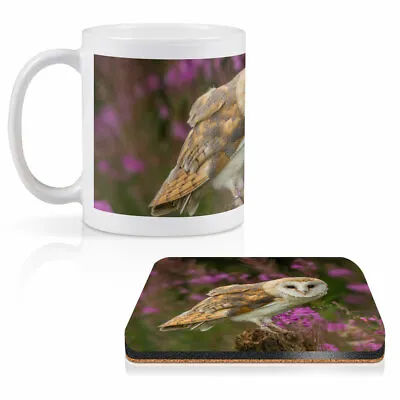 £9.99 • Buy Mug & Square Coaster Set - Pretty Barn Owl In The Forest   #15813