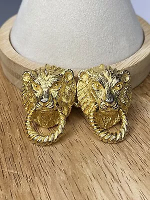 Vintage Mimi Di N Lion Head Door Knocker Belt Buckle Gold Tone • $29.99