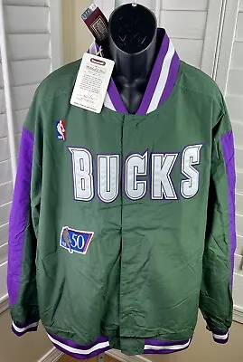 Mitchell & Ness NBA Milwaukee Bucks Authentic Warm-Up Snap Jacket - Men’s 3XLB • $89.96
