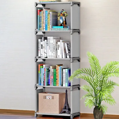 4 Cube Bookcase 5 Tier Shelf Display Furniture Storage Shelving Unit BookShelf • £8.89