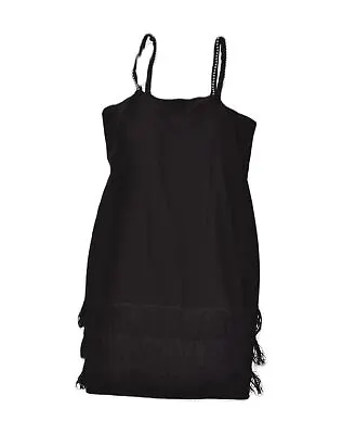 VINTAGE Womens Sleeveless Charleston Dress UK 12 Medium Black AO37 • £18.73