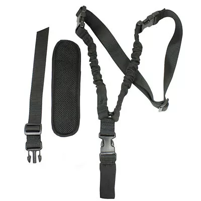 Single One Point Bungee Gun Rifle Sling+HK Clip + Swivels Strap + Shoulder Pad • $17.95