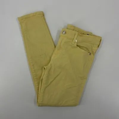 7 For All Mankind Jeans Womens 27 Yellow Denim Pants Casual Ankle Skinny 27x26 * • $2.49