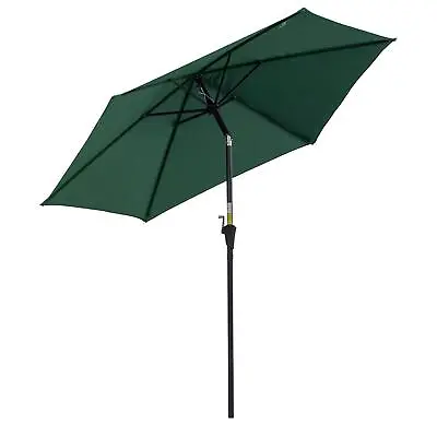 Outsunny 2.6M Patio Umbrella Parasol Sun Shade Garden Aluminium Green • £42.99