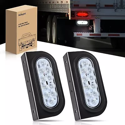 Nilight 6Inch White Oval Light W/ Mounting Bracket 2PCS Waterproof Trailer Light • $28.99