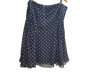 Liz & Co. Women's Size 18 Blue Sheer Polka Dot Midi Flared Skirt • $14.99