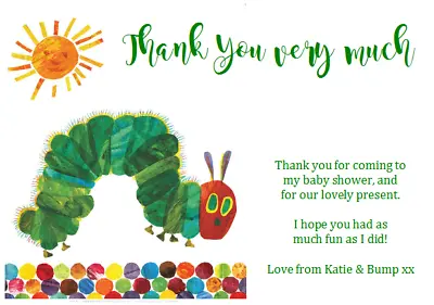 £25.99 • Buy Personalised Birthday Thank You Notes THE VERY HUNGRY CATERPILLAR Baby Shower