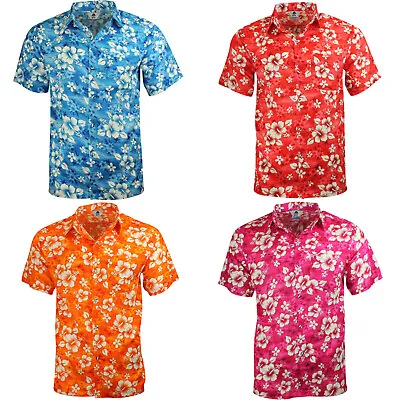 Hawaiian Shirt Party Fancy Dress S Xl Xxl Beach Floral Shirt Stag Cotton Feel L • £11.97