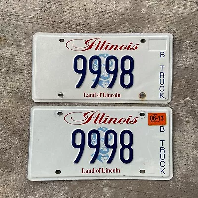 2003 Illinois B Truck License Plate Pair 9998 Four Digit Low Number Auto Garage • $62.75