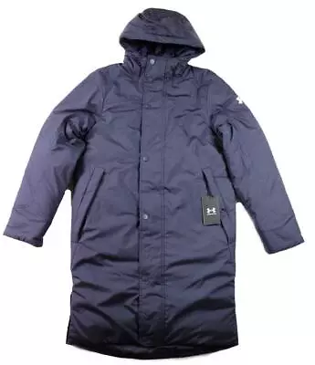 Under Armour Mens Insulated Hooded Parka Jacket XS S Bench Coat Storm Tech Navy • $95.98