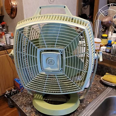 Vintage SEARS Best 3-Speed Cradle Floor Box Fan Mid Century Retro Avocado Green • $74.99