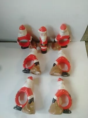 Vintage Set Of  8 Ceramic Santa Claus Christmas Napkin Rings  • $9.99