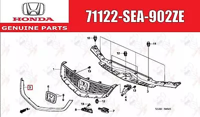 Honda Accord Cl7 Cl9 Euro-r Genuine Front Grille Moulding 71122-sea-902zd Nh624p • $256.83