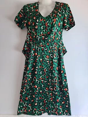 Nasty Gal Collection Ladies Dress Size 10 Green With Print Tea Dress • £8