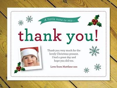 £0.99 • Buy Christmas Thank You Cards And Envelopes - Photo - Personalised