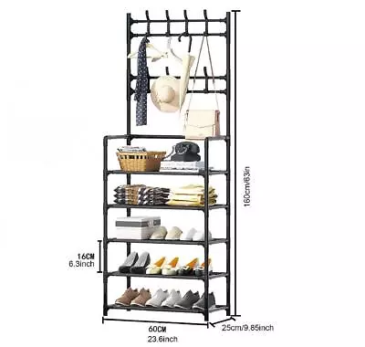 $24.99 • Buy 5-Tier Coat Hat Shoes Rack Hall Tree Shoe Shelf Organizer Storage Bench Entryway